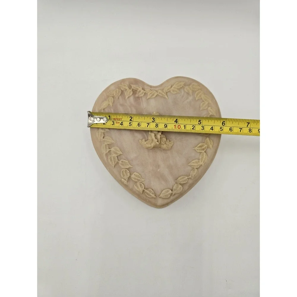 Vintage Avondale Trinket Jewelry Box Heart shape Pink Hinged
